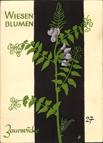 Künstler Ak Wiesenblumen der Heimat 27, Jugendherbergsgroschen, Zaunwicke