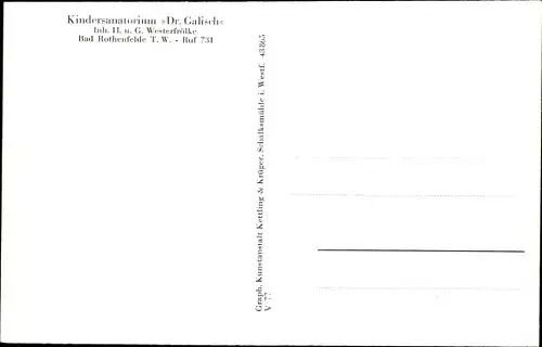 Ak Bad Rothenfelde am Teutoburger Wald, Kindersanatorium Dr. Galisch, Inh. H. u. G. Westerfrölke