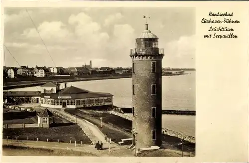 Ak Nordseebad Duhnen Cuxhaven, Leuchtturm mit Seepavillon