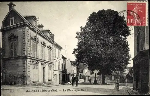 Ak Andilly Val d'Oise, La Place de la Mairie