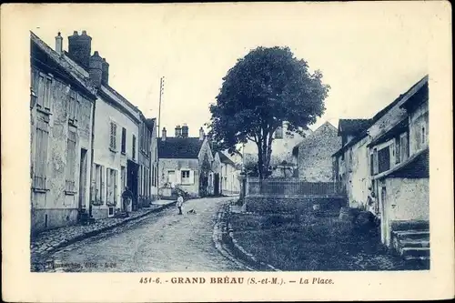 Ak Grand Bréau Seine et Marne, La Place