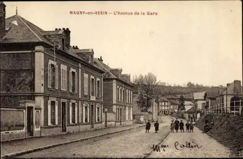 Ak Magny en Vexin Val-de-Oise, L'Avenue de la Gare