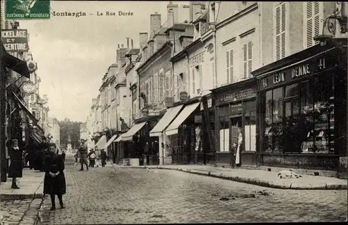 Ak Montargis Loiret, La Rue Dorée, Geschäfte, Libraire