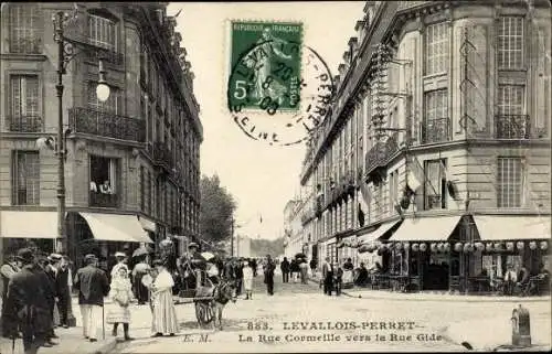 Ak Levallois Perret Hauts de Seine, La Rue Cormeille vers la Rue Gide