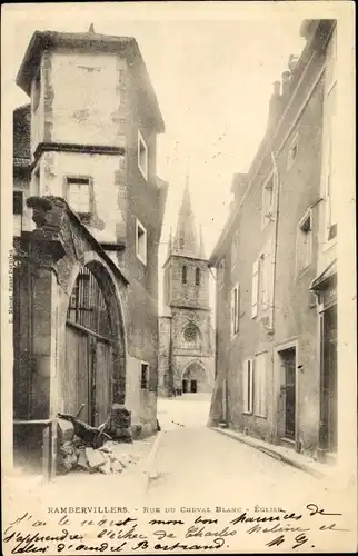 Ak Rambervillers Vosges, Rue du Cheval Blanc, Eglise