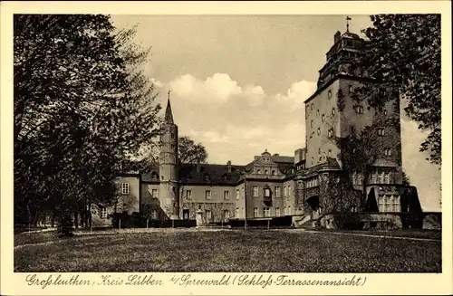 Ak Groß Leuthen Märkische Heide, Schloss, Terrassenpartie