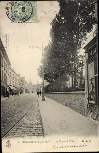 Ak Maisons Alfort Val de Marne, La Grande Rue