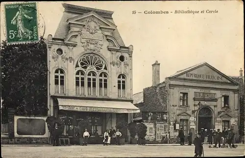 Ak Colombes Hauts de Seine, Bibliotheque et Cercle