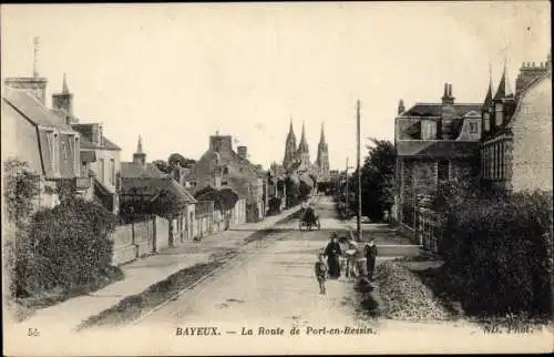 Ak Bayeux Calvados, La Route de Port en Bessin