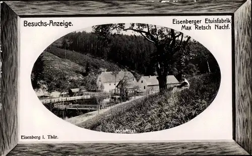 Passepartout Ak Eisenberg in Thüringen, Mühltal, Eisenberger Etuisfabrik, Max Retsch Nachf.