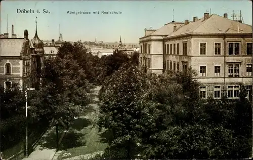 Ak Döbeln Sachsen, Königstraße, Realschule