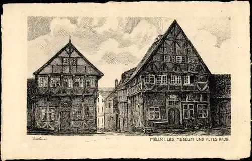 Künstler Ak Wellin, Mölln im Herzogtum Lauenburg, Museum und altes Haus