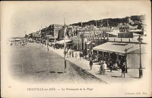 Ak Trouville sur Mer Calvados, La Promenade de la Plage, Restaurant