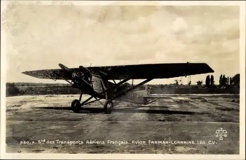 Ak Französisches Flugzeug, Avion Farman Lorraine 120 CV,Sté. des Transports Aeriens Francais