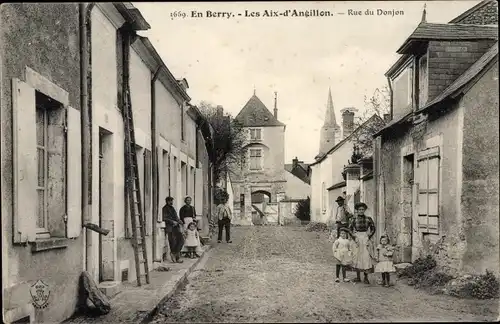 Ak Les Aix d'Angillon, Rue de Donjon