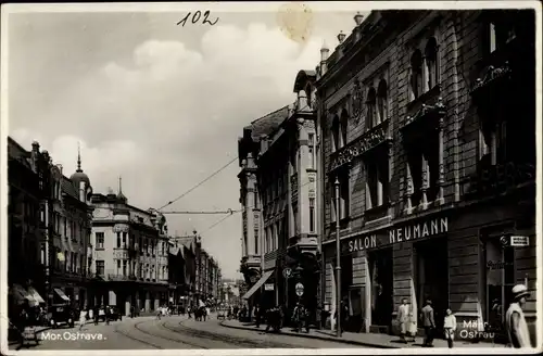 Ak Ostrava Mährisch Ostrau Region Mährisch Schlesien, Bahnhofstraße, Salon Neumann