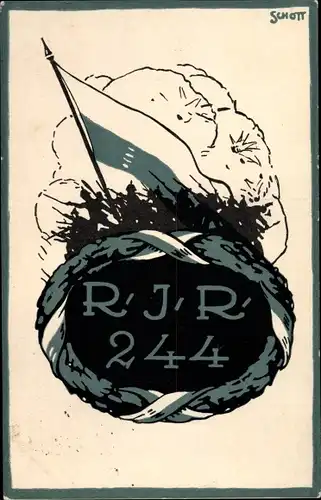 Künstler Ak Schott, Regimentskarte, Res. Inf. Regt. Nr. 244