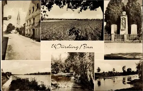 Ak Würding Bad Füssing in Bayern, Straßenpartie, Denkmal, Landschaft