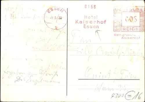 Ak Essen im Ruhrgebiet, Hotel Kaiserhof
