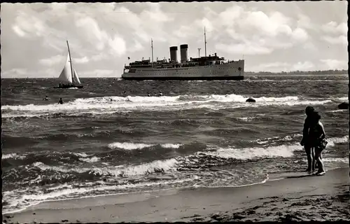 Ak Ostseebad Travemünde Lübeck, Fährschiff Drottning Victoria