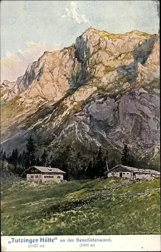 Künstler Ak Benediktenwand Oberbayern, Tutzinger Hütte