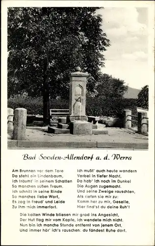 Gedicht Ak Bad Sooden Allendorf an der Werra Hessen, Am Brunnen vor dem Tore...