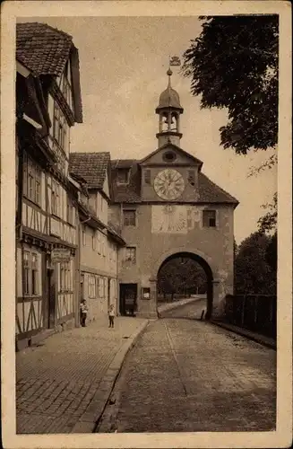 Ak Bad Sooden Allendorf, Söder Tor, Passage, Passanten, Glockenturm