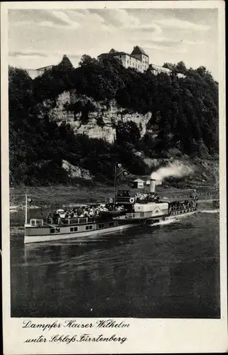 Ak Rhein Dampfschifffahrt, Rheindampfer Deutscher Kaiser, Braubach, Marksburg, Schloss Fürstenberg