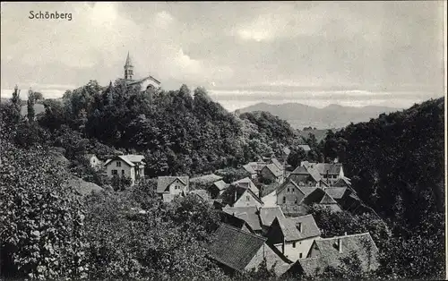 Ak Schönberg Bensheim an der Bergstraße in Hessen, Blick auf den Ort mit Umgebung