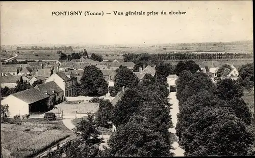 Ak Pontigny Yonne, Vue generale prise du clocher