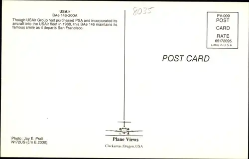 Ak Amerikanisches Passagierflugzeug, USAir, BAe 146-200A