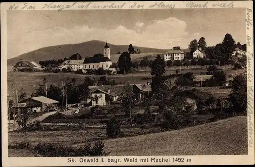 Ak Sankt Oswald in Bayern, Blick auf den Ort mit Rachel