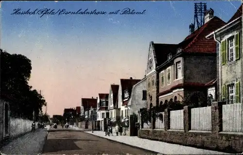 Ak Haßloch in der Saarpfalz, Eisenbahnstraße, Postamt