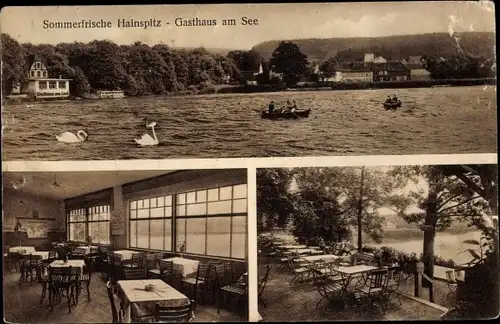 Ak Hainspitz in Thüringen, See, Gesamtansicht, Gasthaus am See