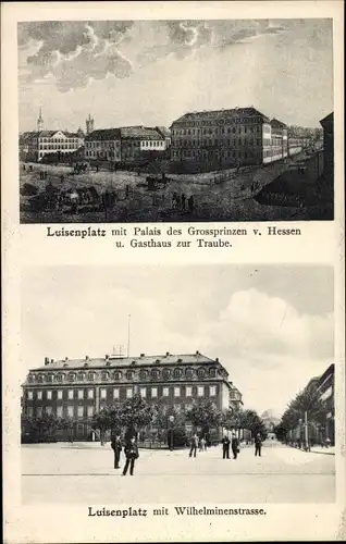 Ak Darmstadt in Hessen, Luisenplatz, Palais Großprinzen v. Hessen, Gasthaus z.Traube, Wilhelminenstr