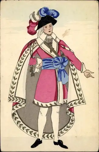 Ak Mann in alter französischer Kleidung, Directoire 1799