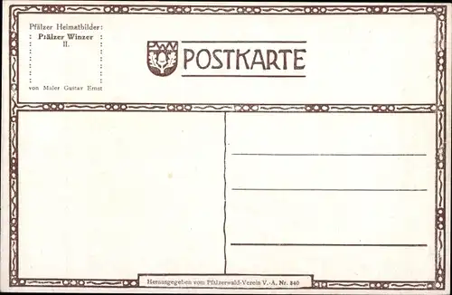 Künstler Ak Ernst, G., Pfälzer Winzer, Mann mit Pfeife, Portrait