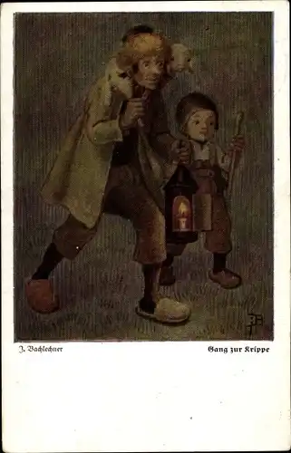 Künstler Ak Bachlechner, J., Gang zur Krippe