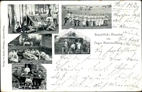 Ak Hammelburg Unterfranken, Truppenlager, Soldaten in der Freizeit, Camping, Beim Kartenspielen