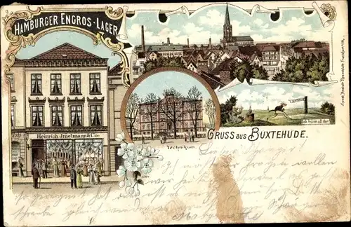 Litho Buxtehude in Niedersachsen, Hamburger Engros Lager, Heinrich Imelmann, Technikum, Hase u Igel