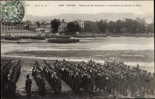 Ak Rouen Seine Maritime, Revue du 39e Regiment d'Infanterie au Champ de Mars