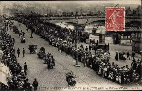 Ak Rouen Seine Maritime, Fetes Normandes 1909, Voitures d'Enfants