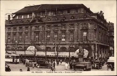 Ak Rouen Seine Maritime, Theatre des Arts, Grand Cafe Victor