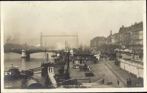 Ak Rouen Seine Maritime, Quai, Pont Boieldieu