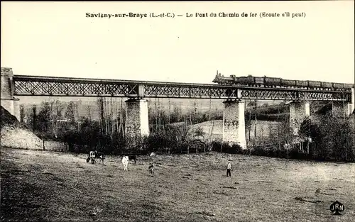 Ak Savigny sur Braye Loir et Cher, Le Pont du Chemin de fer