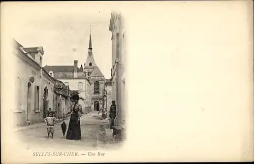 Ak Selles sur Cher Loir et Cher, Une Rue