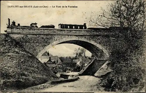 Ak Savigny sur Braye Loir et Cher, Le Pont de la Fontaine, Eisenbahn