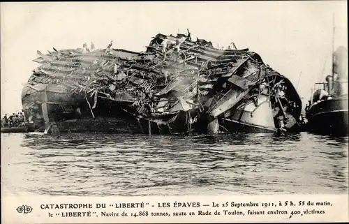 Ak Toulon Var, Catastrophe du Liberte, Les Epaves, 1912