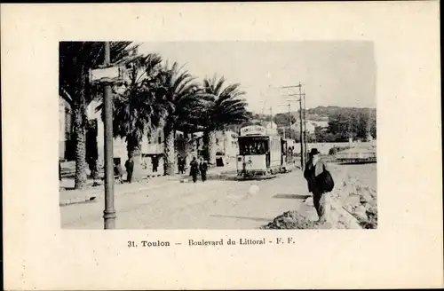 Ak Toulon Var, Boulevard du Littoral, Tramway