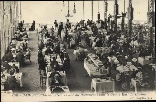 Ak Sablettes les Bains Var, Salle du Restaurant sous le Grand Hall du Casino